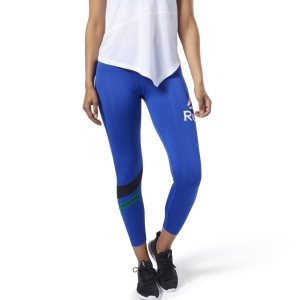 Reebok Workout Ready Big Logo Tights Damen - Blau - DE 308-SAB